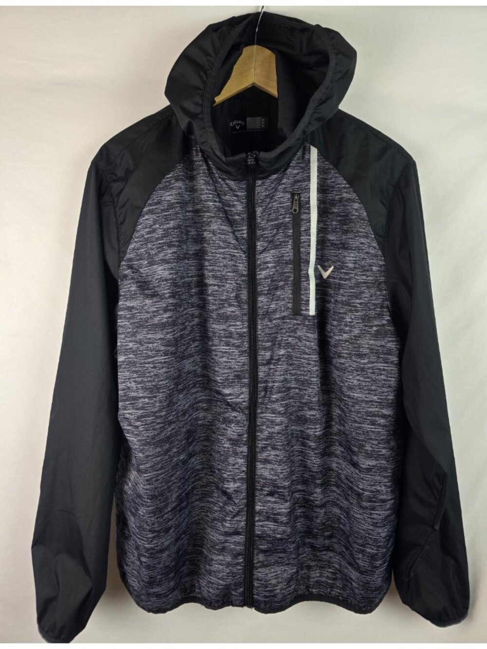 Callaway Jacket Men's Size Medium Gray Mesh Lined Full Zip Windbreaker Hooded